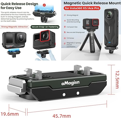 Miniatura 7 de Honlyn Soporte de montaje magnético para Insta360 Ace ProAce liberación rápida 14 Acrew deportes cámara adaptador accesorios