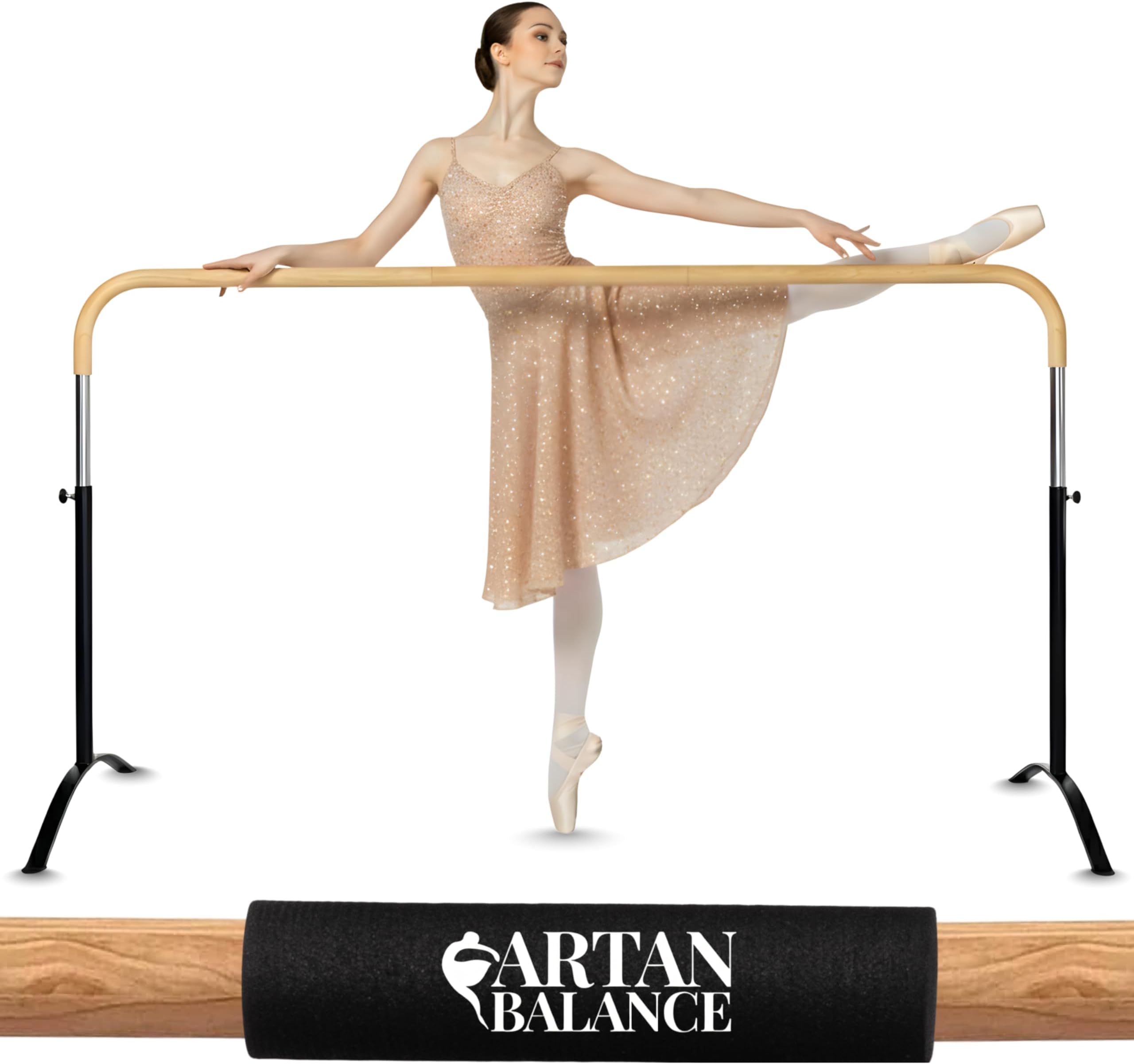 Ballet Barre Portable for Home or Studio, Height Adjustable Bar for Stretch, Pilates, Dance or Active Workouts, Single or Double Bar, Kids and Adults