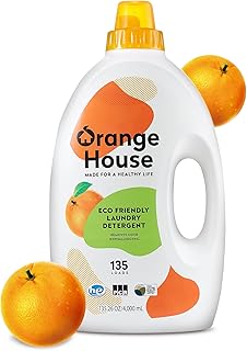 Orange House Liquid Laundry Detergent, Free and Clear, Natural Orange Oil, Hypoallergenic, 135 Loads, 135.3 Fl Oz, HE & St...
