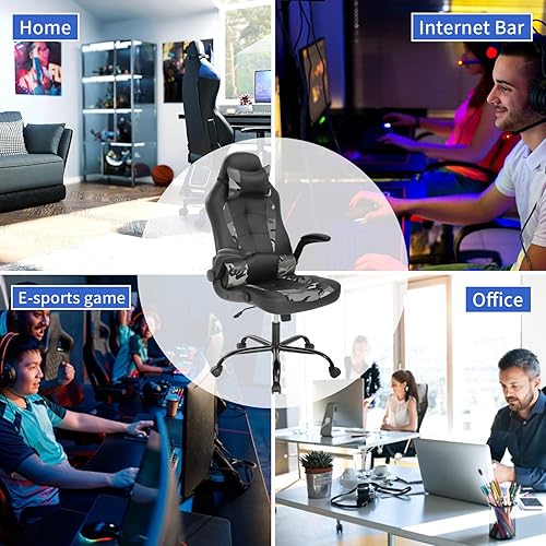Miniatura 41 de Silla ergonómica para juegos de PC, silla de oficina para computadora, silla giratoria ajustable para videojuegos, silla de carreras con soporte