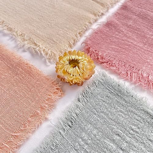 Miniatura 4 de Servilletas de tela de ajedrez hechas a mano de 17 x 17 pulgadas, juego de 12 servilletas de gasa de lino con flecos, servilletas suaves