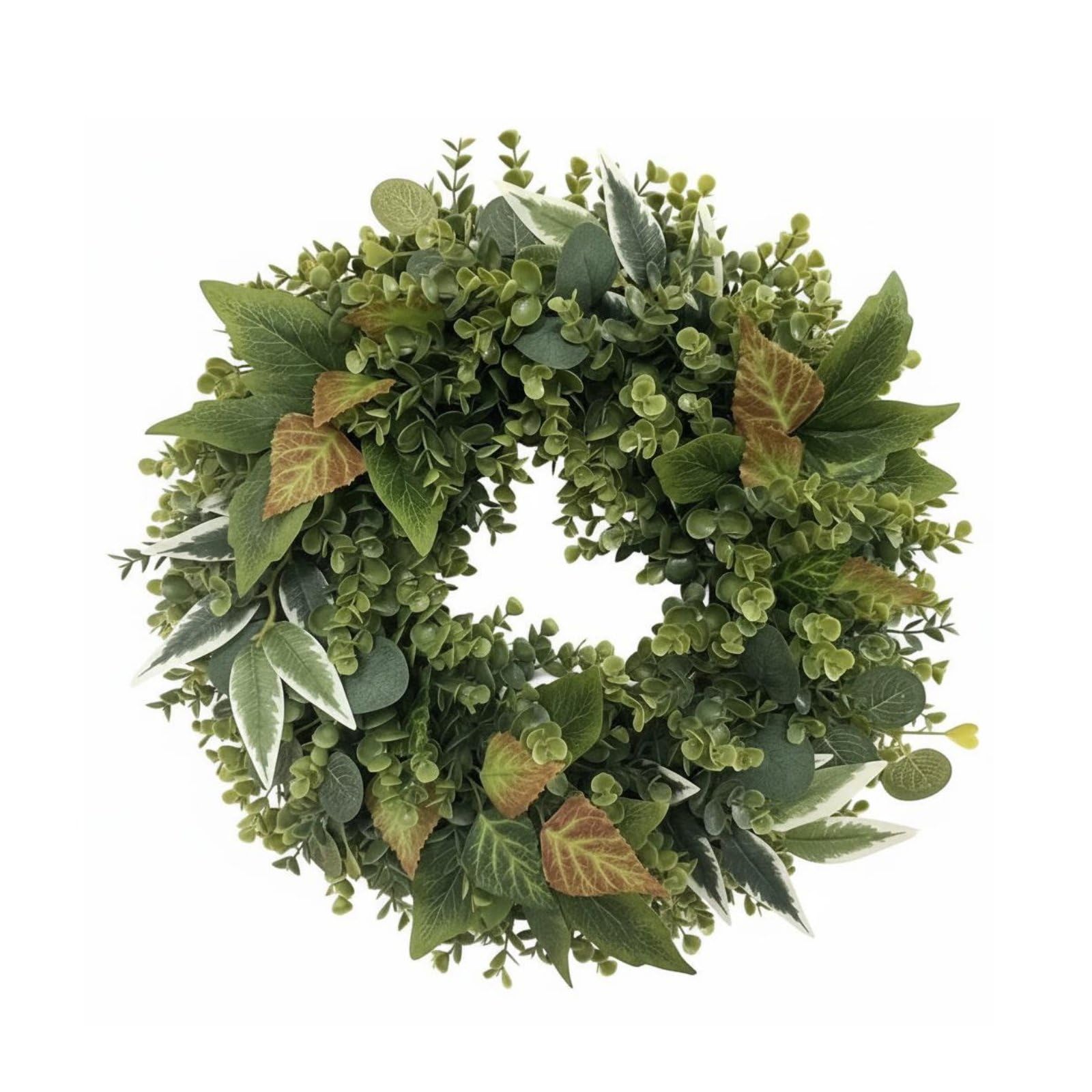 Milageto Kranz Türkranz Dekokranz Blumenkranz mit Pflegefreiem Grün aus für Modernes Ambiente für Wohnbereich Büro Geschäftsräume, 50 cm