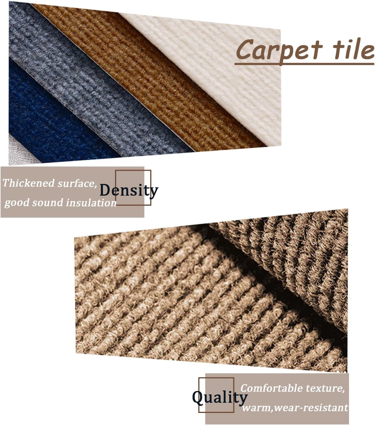 Dalles de Moquette for la Maison, 10 pièces, Dalles de Moquette Auto-adhésives Amovibles, résistantes au Froid, lavables, 20x20 Pouces | Light Grey