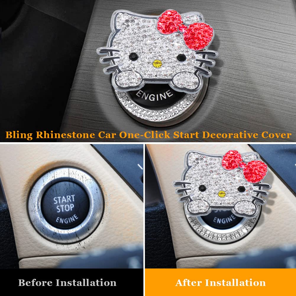 Amazon.co.jp: YOLRIND 車のプッシュスタートボタンカバー、かわいい猫