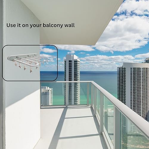 Miniatura 7 de Percha plegable para secar ropa, colgador plegable con ganchos adhesivos de montaje en pared, colgador de secado para ropa pequeña, sin taladro,