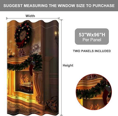 Miniatura 67 de Baocicco Cortinas opacas de Navidad para dormitorio, sala de estar, árbol de Navidad, chimenea, cortinas de ventana con ojales, cortinas familiares