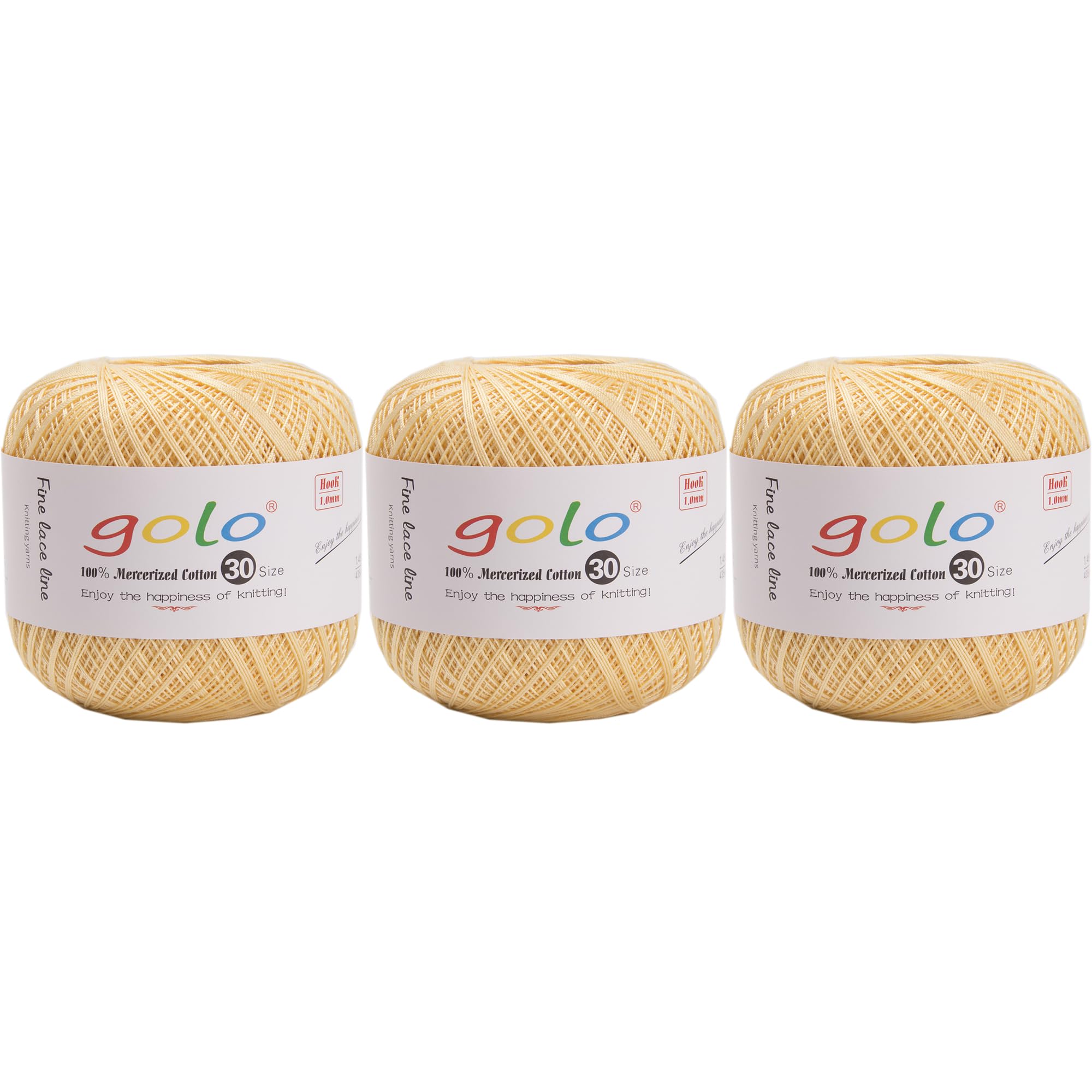 golo 3 Balls Crochet Thread Size 30 Yarn for Hand Knitting