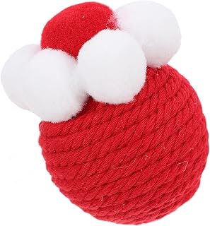 FONDOTIN Juguete Interactivo para Gatos Bola De Sisal con Sonido Cuerda para Rascar y Entretener Gatitos y Gatos Interiores Color Rojo