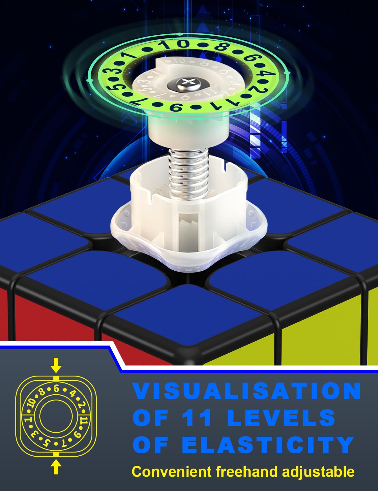 ROXENDA 3x3x3 Magnetic Speed Cube, 56 mm3D Puzzle Magic Cube, Adjustable Tension - Image 2