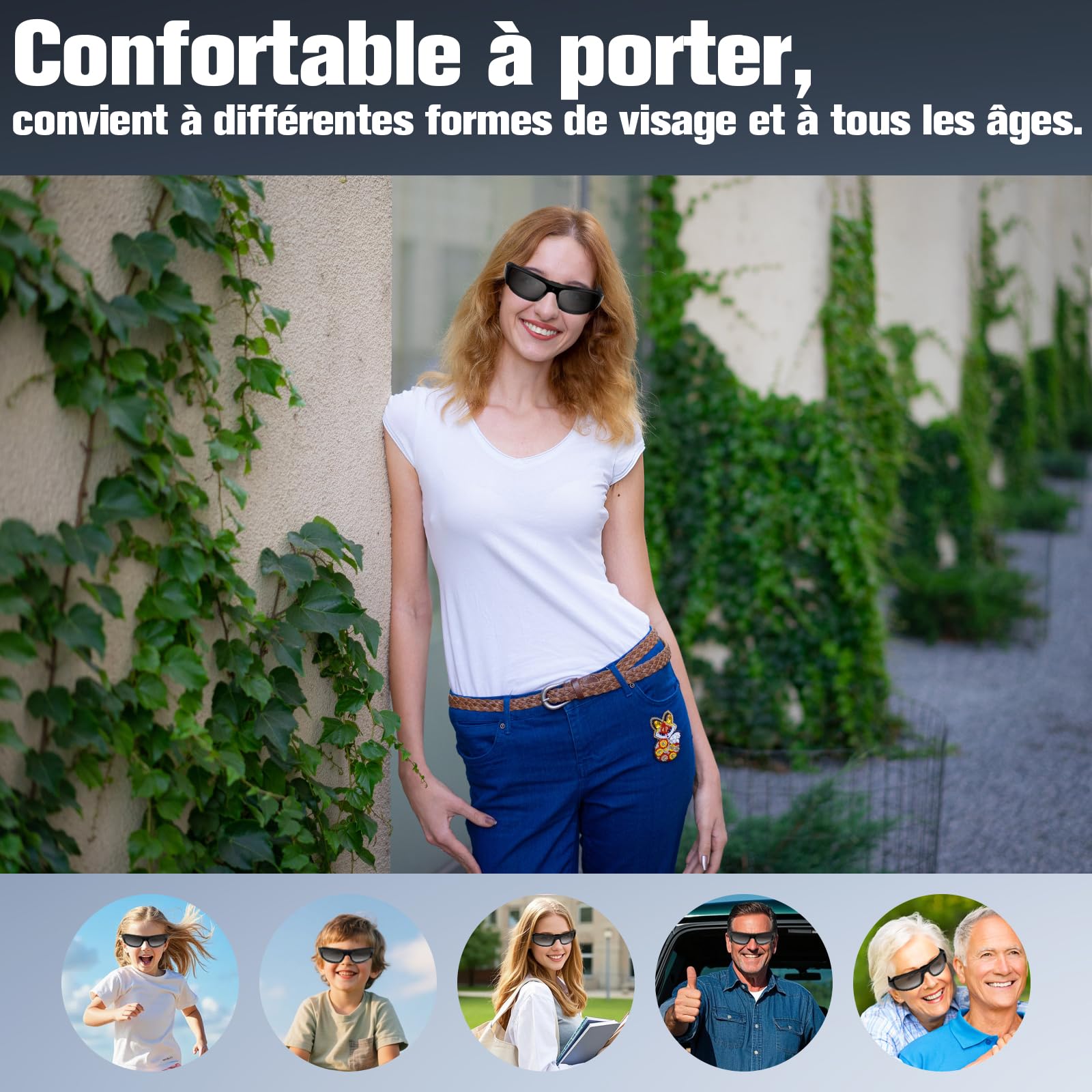 Lunettes Caméra HD1080P, Caméra d'action avec Lunettes de Soleil, Enregistreur Vidéo de Lunettes avec Carte Micro SD de 16 Go pour Le Camping, la pêche et d'autres activités de Plein air