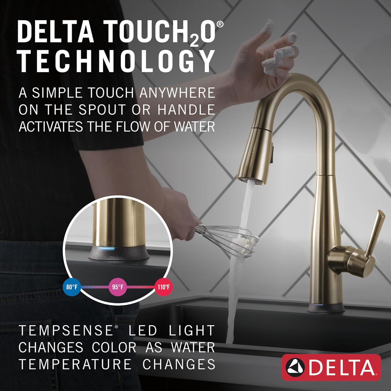 Delta 9913T-DST Essa Pull-Down Bar/Prep Faucet with On/Off Touch Activation and Magnetic Docking Spray Head - Includes (5 Year on Electronic Parts) - Champagne Bronze