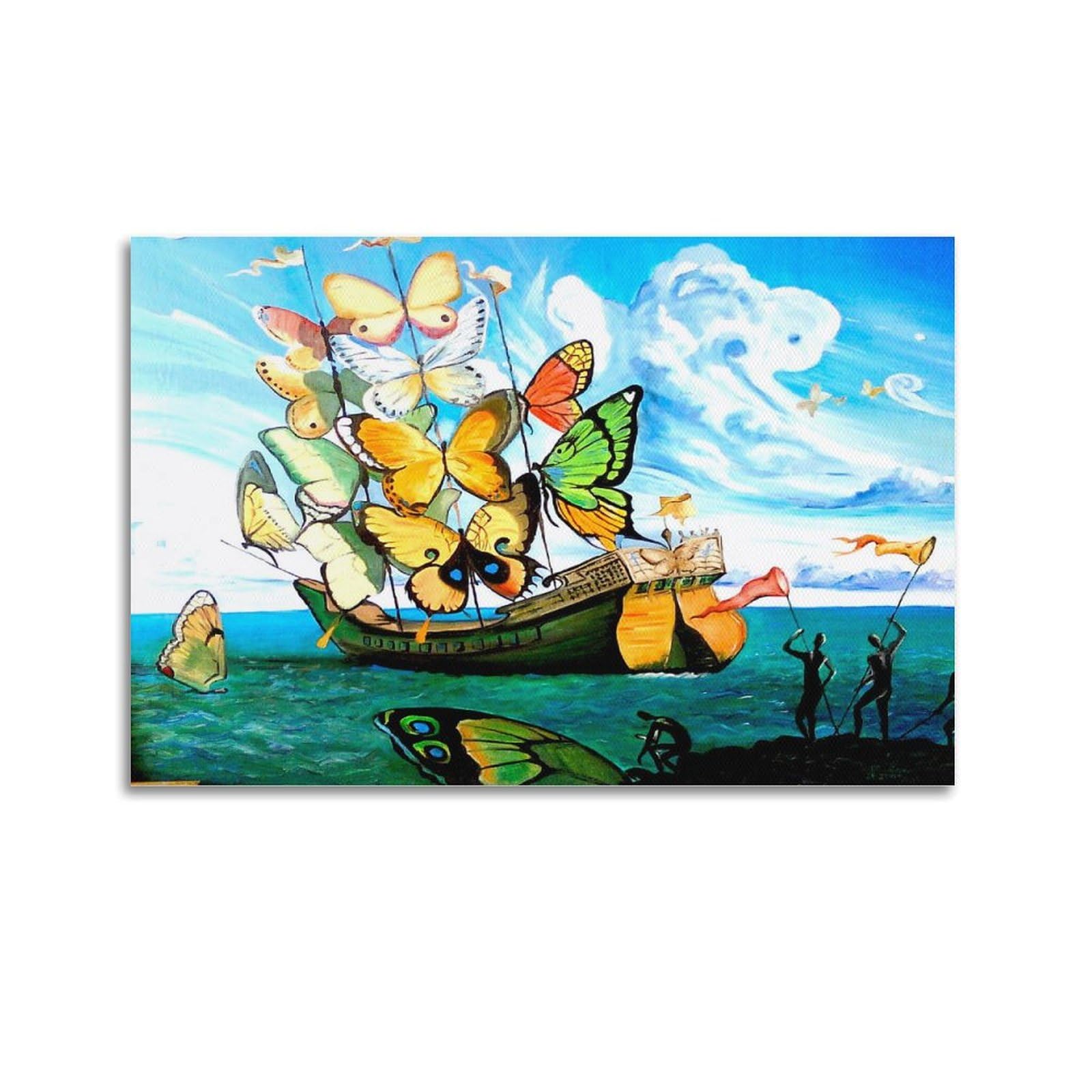 KANGZENG Salvador Dali Painter Works (Ship with Butterfly Sails) Art Posters Wall Art Painting Canvas Living Room Prints Bedroom Decor Artworks 12x18inch(30x45cm)