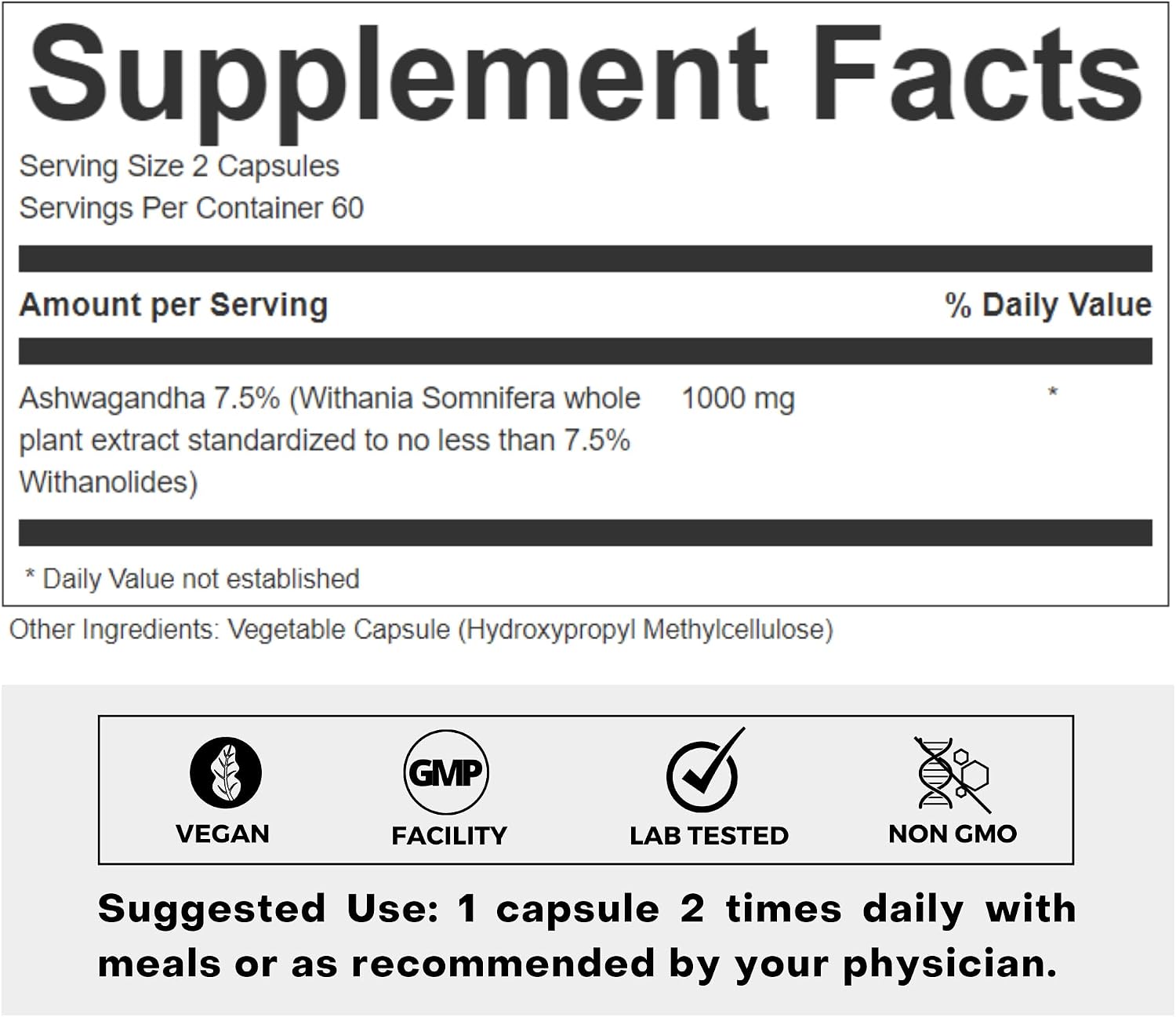 FOLIUS LABS Ashwagandha 7.5% Herbal Energy Support Supplement 500mg - Stress Relief Support, Natural Mood Support - Full Spectrum Ashwagandha Root Extract -120 Capsules
