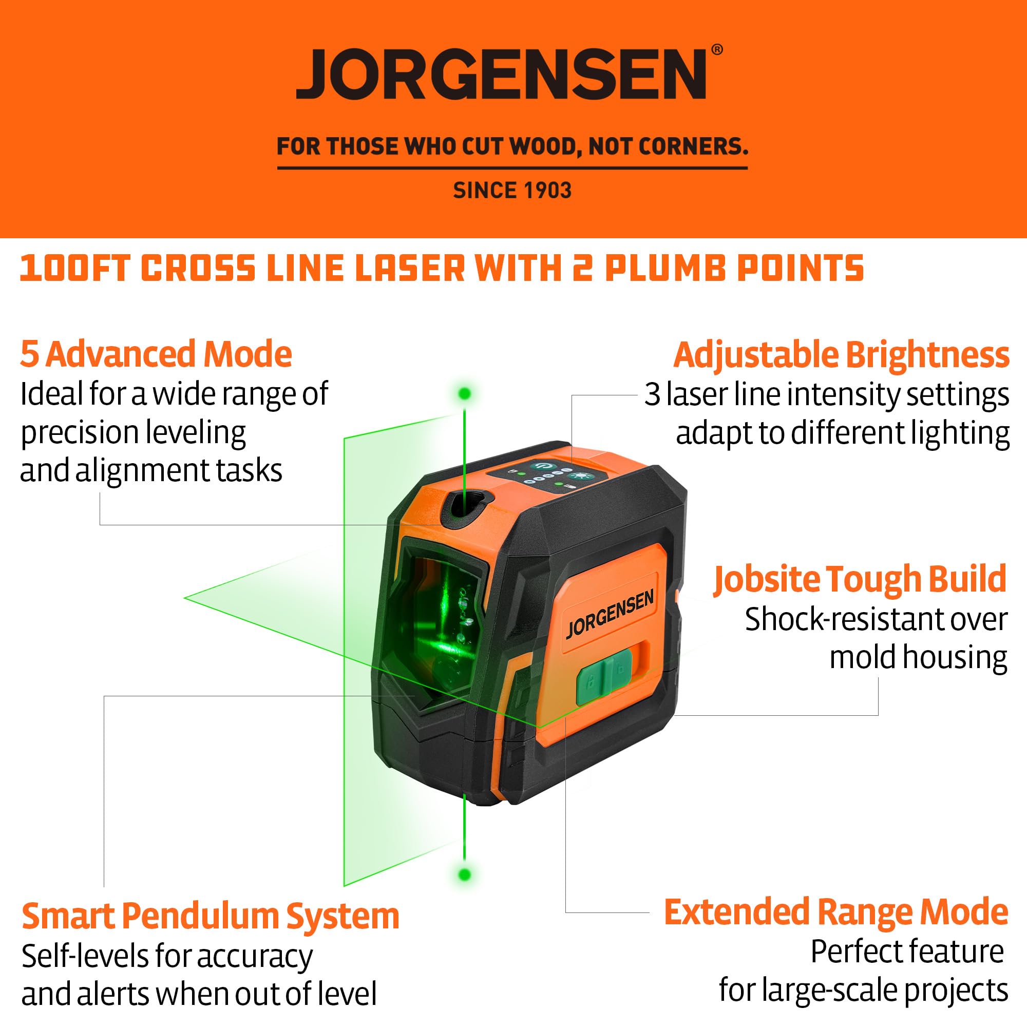 Jorgensen Laser Level - 100FT Cross Line -2