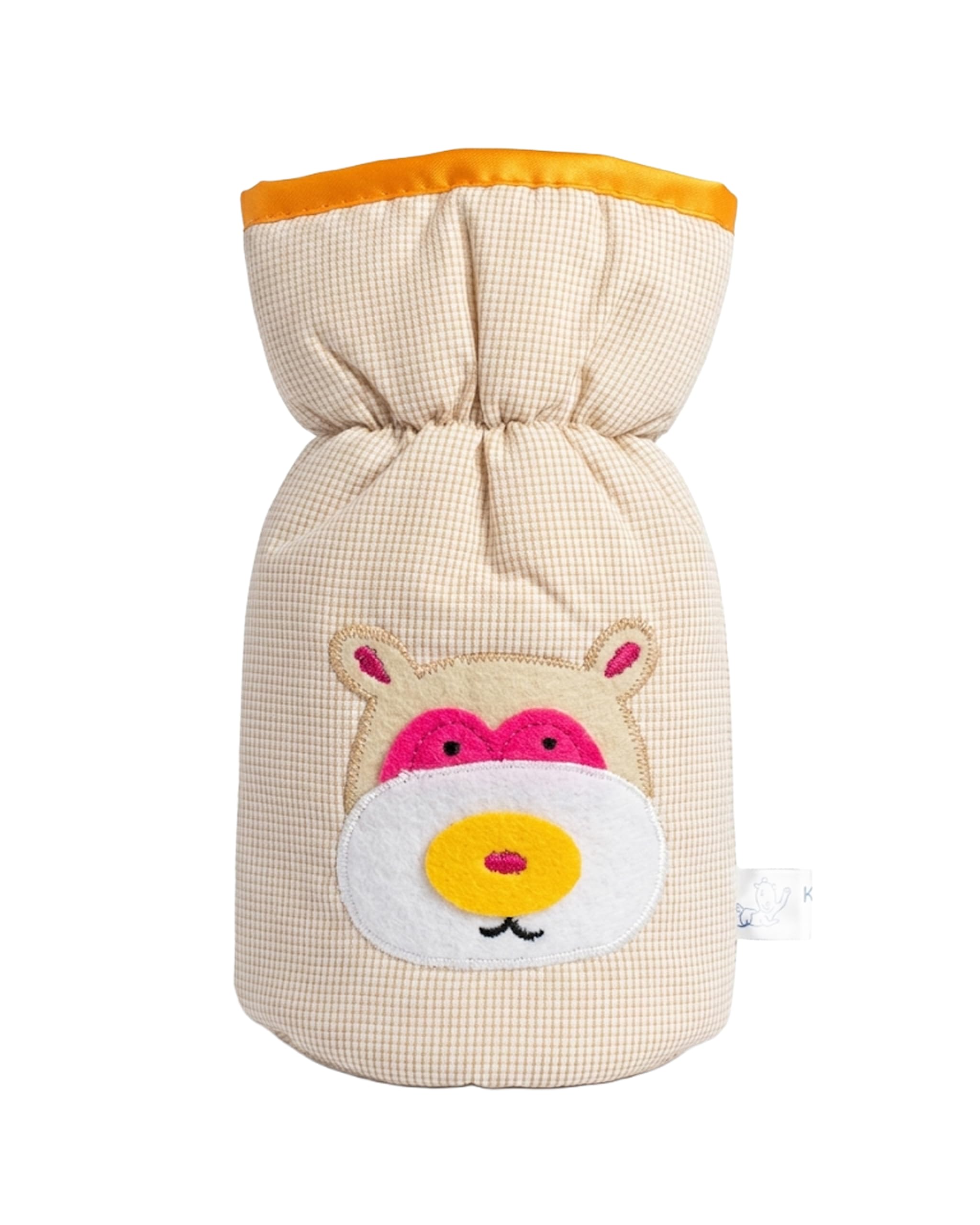 Baby Cotton Feeder Bottle Cover 250-300ml | Soft Breathable Fabric | Cute Bear Appliqué | Elasticated Easy-Fit Neck, Available in Pink, Blue & Beige (Pack of 1)-picture-12