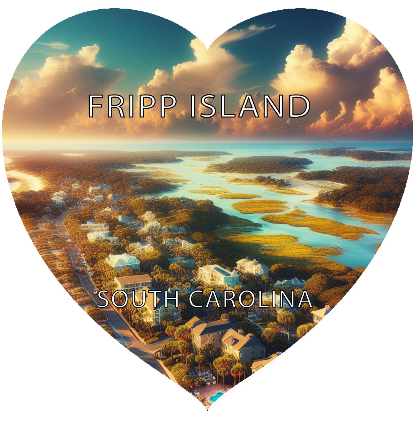 Fripp Island South Carolina Souvenir Heart Design Vinyl Decal Sticker 6-Inch