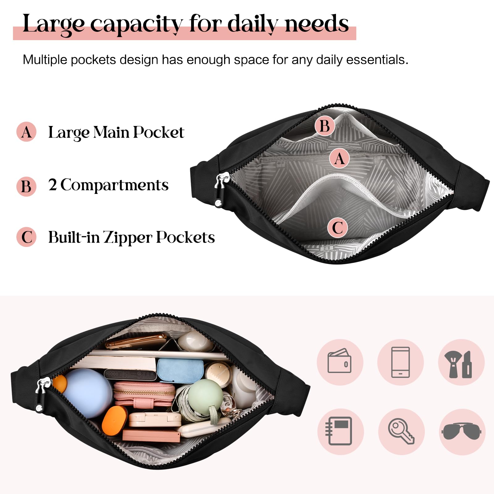 Borsa a tracolla in nylon da donna Borsa in tessuto impermeabile di grande capacà Tote Borse a tracolla solide Borsa da viaggio grande per donna  1524