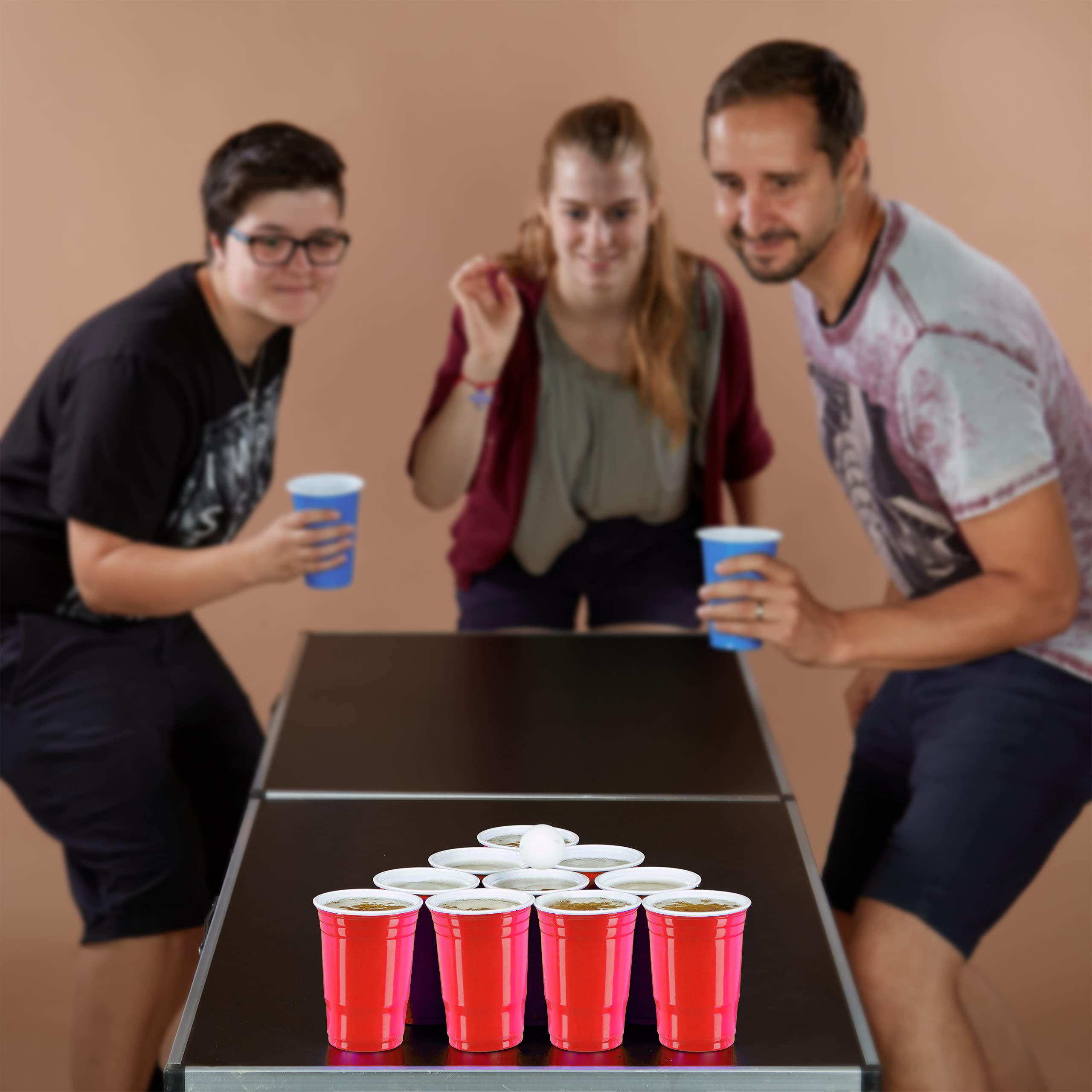 Relaxdays 51-częściowy zestaw do piwa, kolumna do piwa o pojemności 2,5 l, z kranikiem, opakowanie 50 kubków do napojów czerwonych, na imprezę do piwa ping-ponga