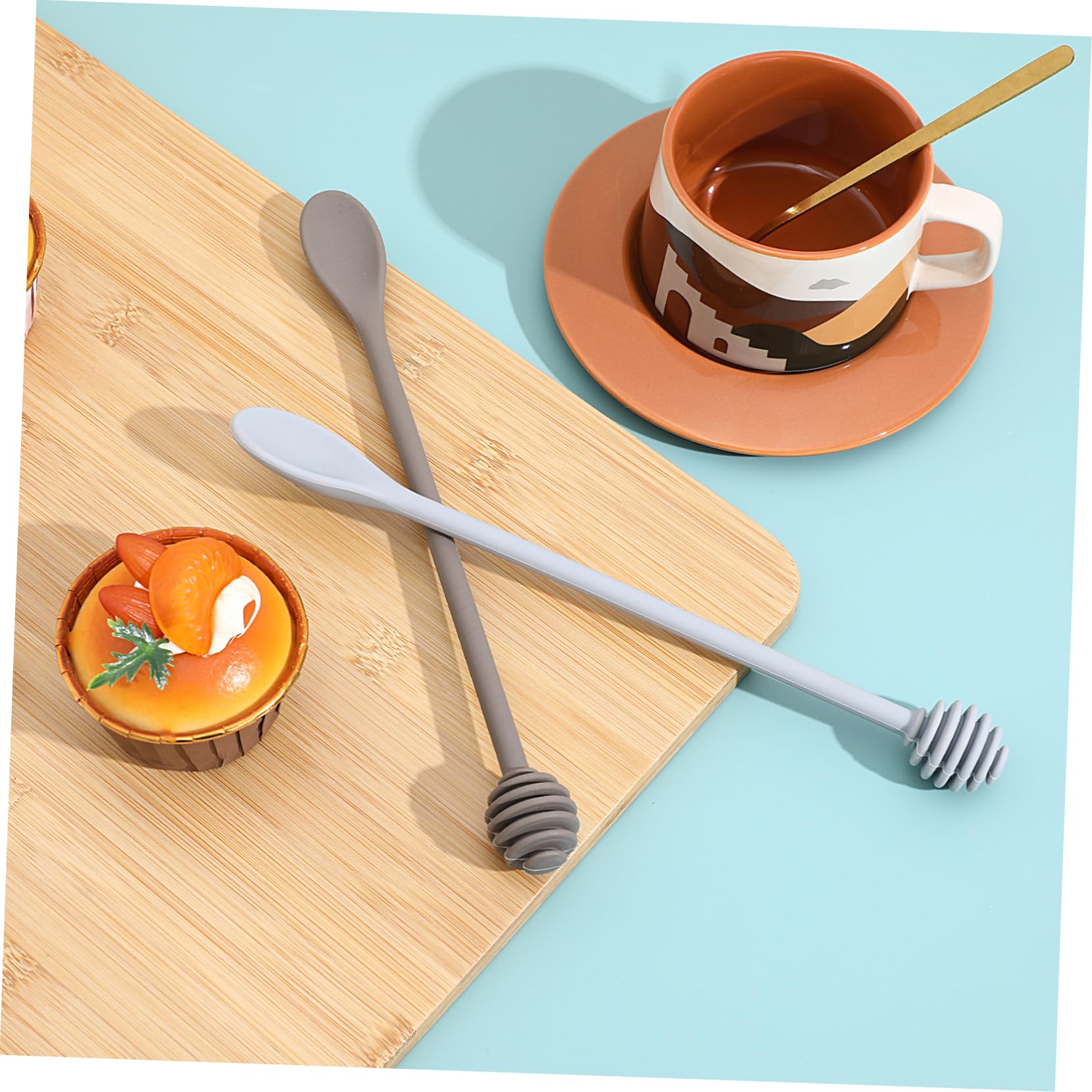 CIYODO Honey Stirring Spoon Long Honey Dier Stick Silicone Spoon Set for Honey Jar Home Kitchen Tool