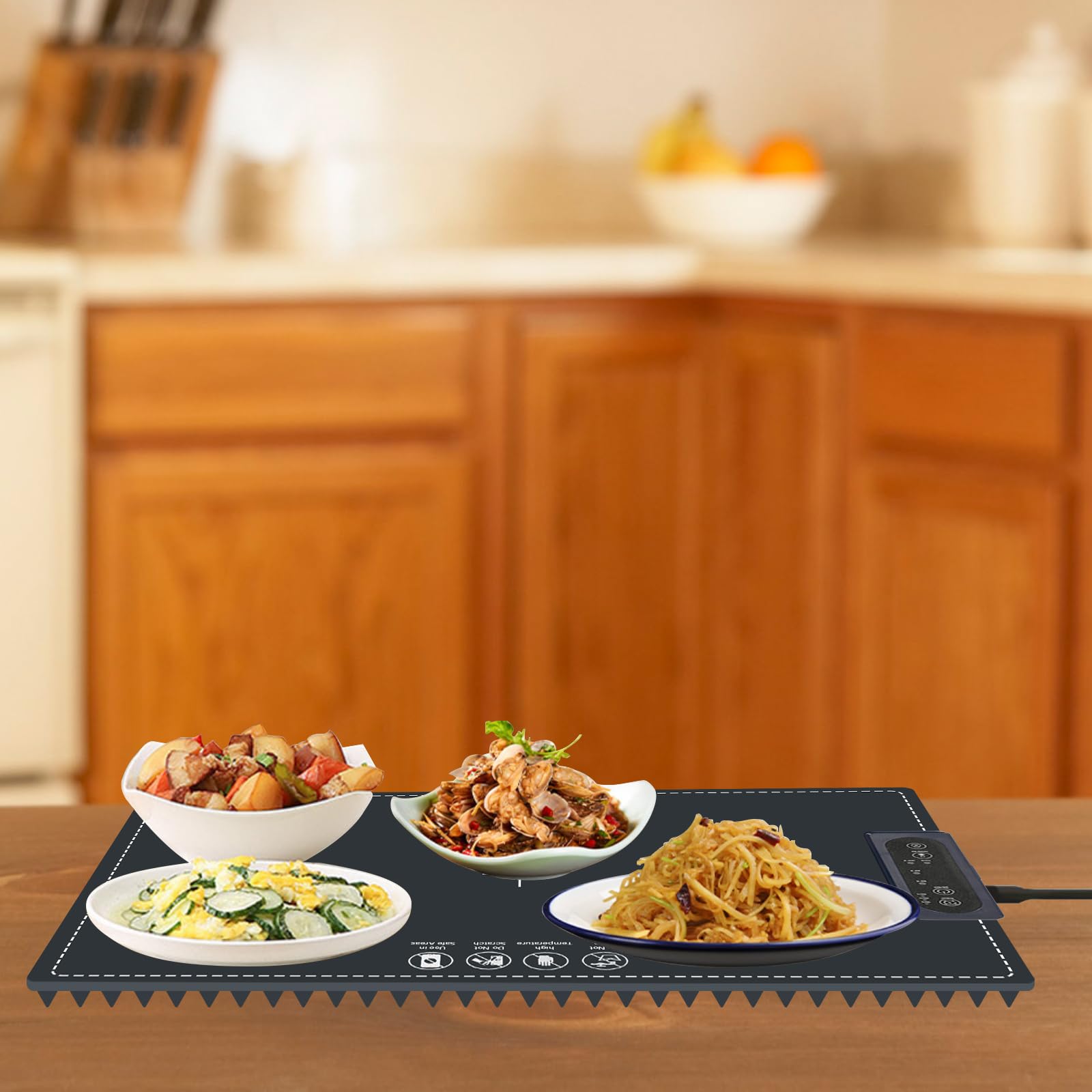 Chauffe Plat électrique, Chauffe Plat, Plaque Chauffante Electrique, Chauffe Plat Buffet, Plaque Chauffante, Température Réglable, Pliable, avec Minuteur, pour Buffet, Fête, Restaurant, 38 x 60 cm
