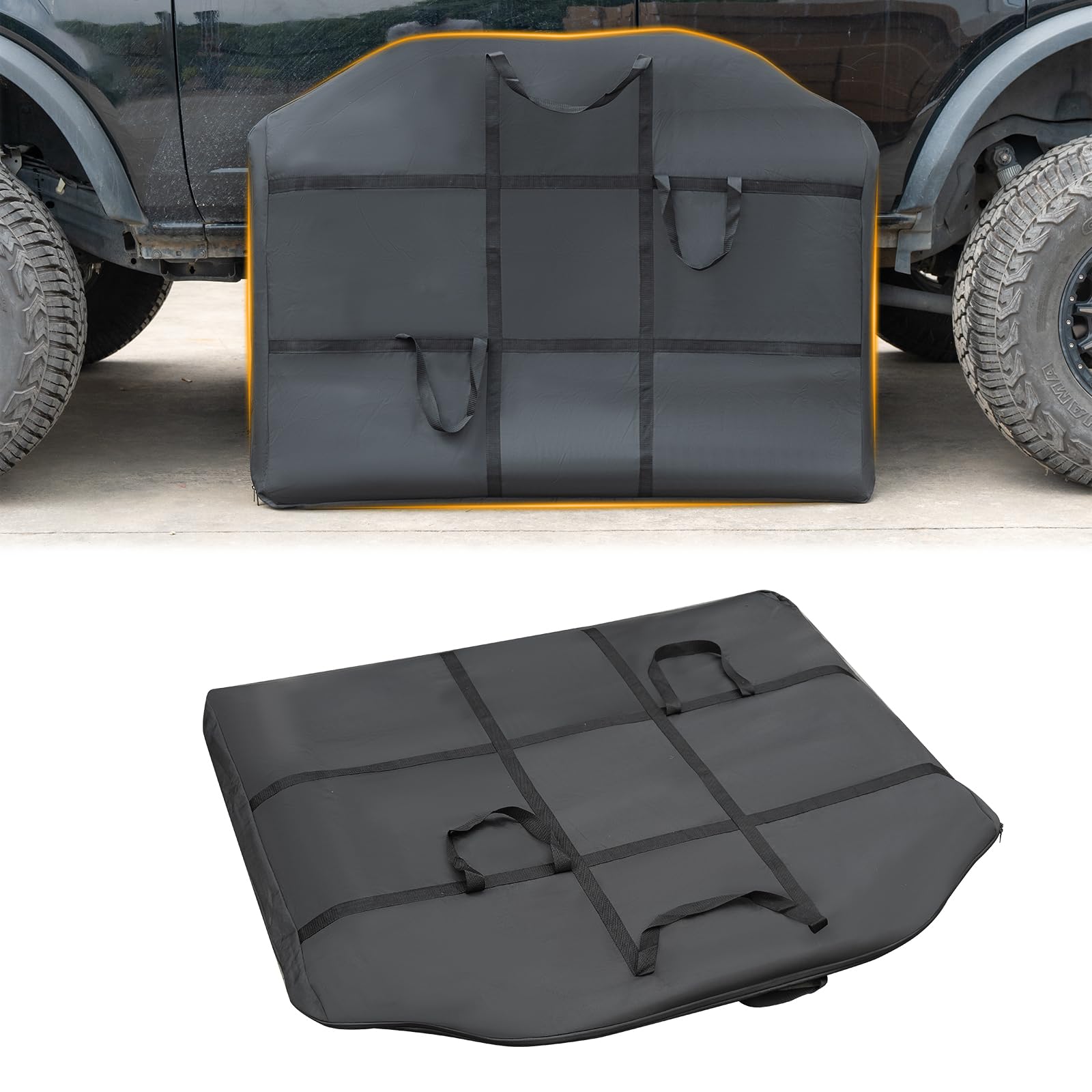 Photo 1 of Freedom Panel Rear Hard Top Storage Bag with Handle Compatible with 2021-2025-2026 Ford Bronco 4 Door, Heavy Duty 600D Oxford Fabric Car Top Panel Protector Bag,Rear Roof Panel Carrying Case Black