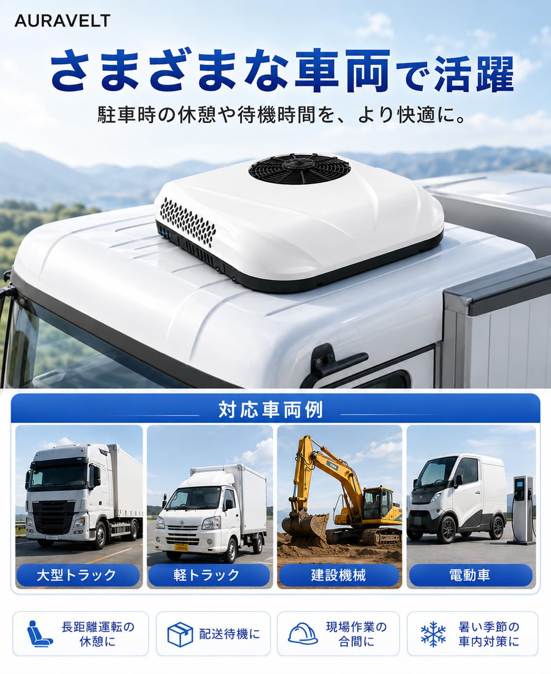 Amazon.co.jp: AURAVELT 車載用エアコン 後付け対応 ルーフエアコン
