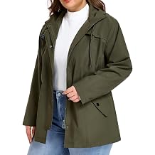 SaphiRose Womens Plus Size Rain Jacket Waterproof Rain Coat Lightweight Windbreaker Raincoats with Hood