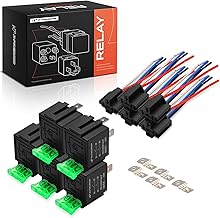 A-Premium 12V 30A 4-Pin SPST Relay with Wiring Harness Socket & Iron Bracket & Fuse Fused Compatible with Automotive Car Truck Marine Boat (5-PC Set)