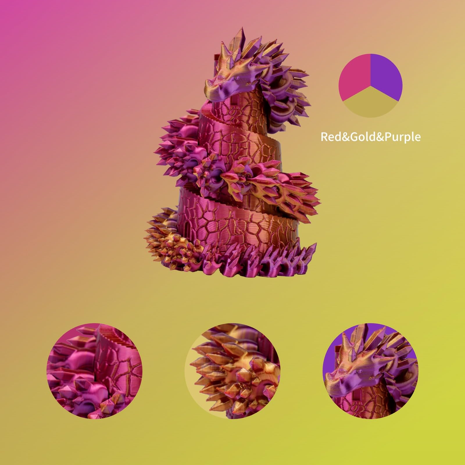 Chitu Systems - Filamento per stampante 3D in seta Emorale, filamento tricolore da 1,75 mm, seta, rosso, giallo, blu, nero, blu, viola, rosso, oro, viola, rosso, blu, verde, confezione da 4 kg