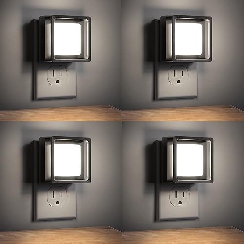 DORESshop Luz nocturna LED, enchufable paquete de 4, sensor del atardecer al amanecer, luces nocturnas enchufables en la pared para dormitorio,
