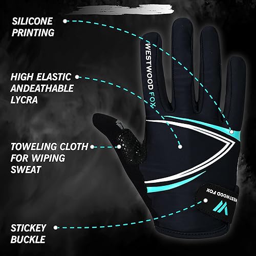 Miniatura 6 de WESTWOOD FOX Guantes de ciclismo de dedo completo, acolchados, antideslizantes para pantalla táctil, guantes de bicicleta de montaña que absorben