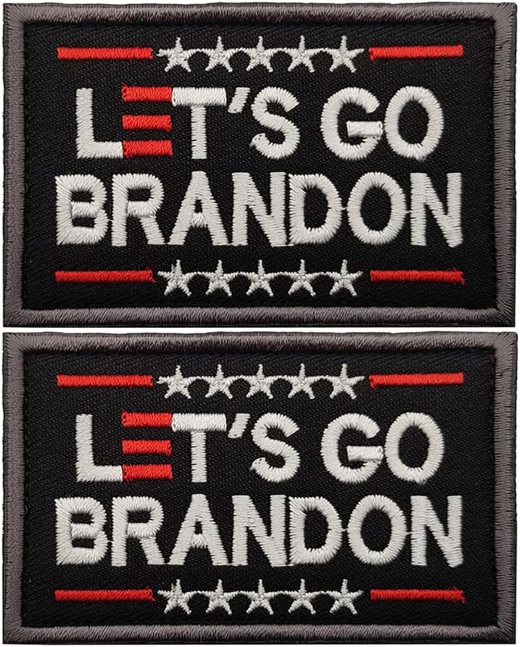 2PC Lets Go Branson Patch - Funny Military Morale Embroidered Patch Hook and Loop Backing Blue Background, Black