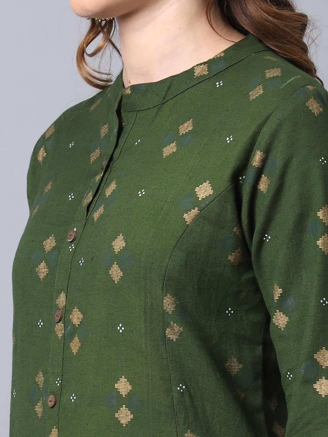 Pistaa's Women's Cotton Regular Fit A-Line Kurta (Mehndi Green_XX-Large) 4