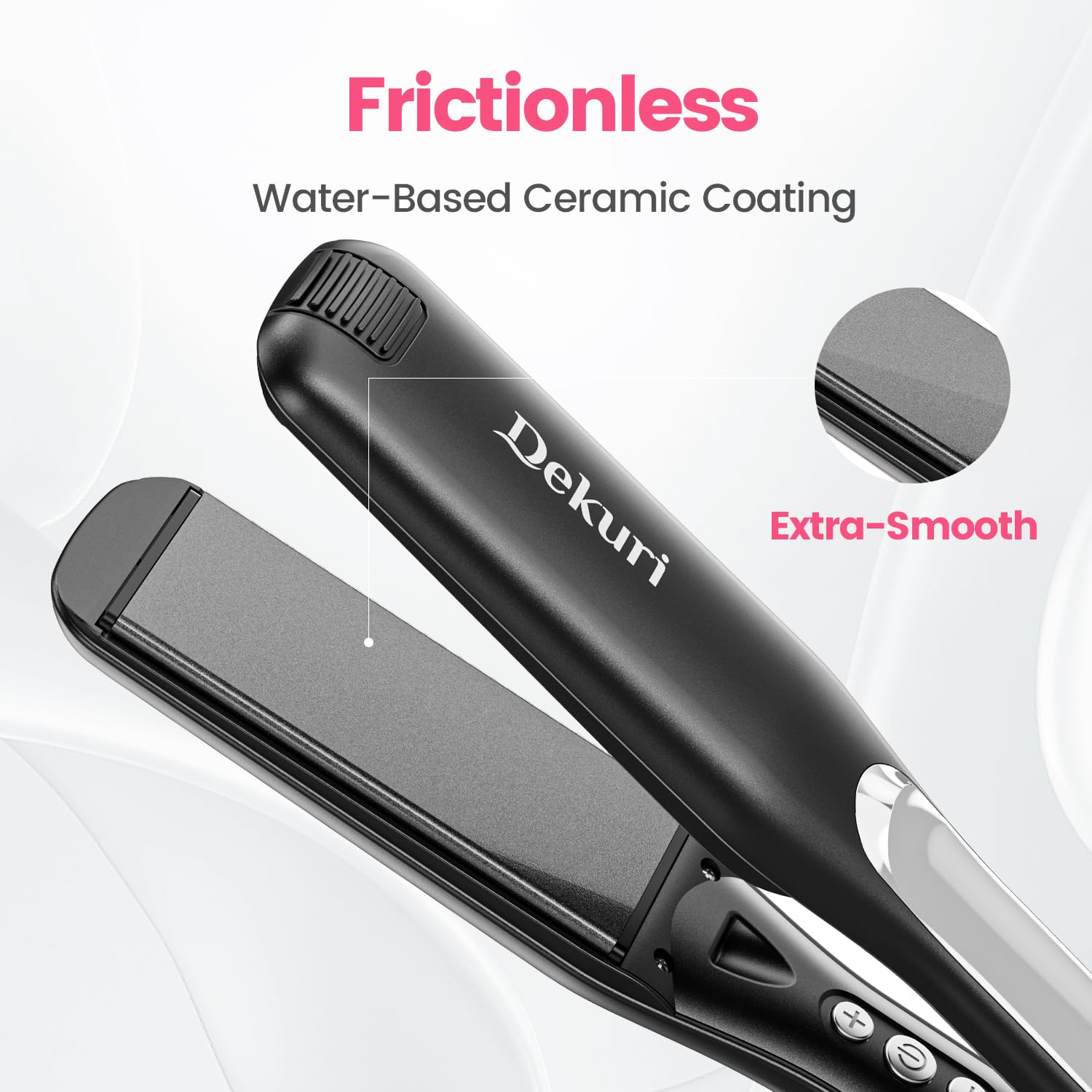 Dekuri plancha pelo,planchas del pelo de 42mm de ancho,plancha cerámica sin fricción a base de agua,plancha de pelo profesional para mujeres,120°C-230°C,Negro