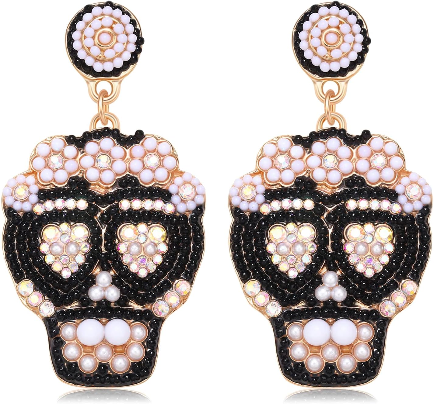 Halloween Earrings Beaded BOO Earrings for Women Spooky Ghost Candy Corn Dangle Earrings Halloween Gothic Cosplay Costume Party Jewelry Gifts