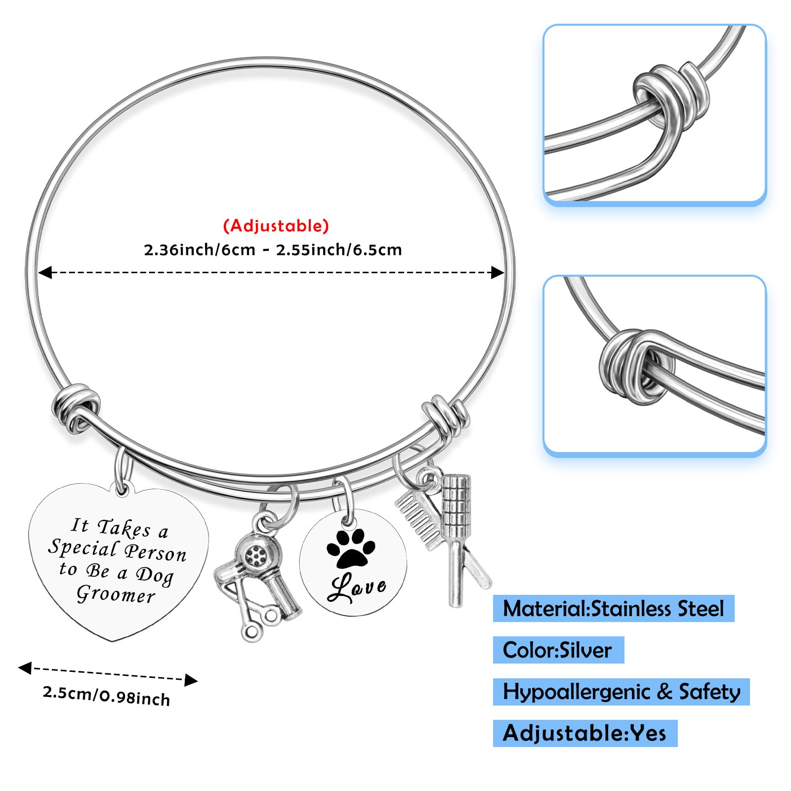 Dog Groomer Gifts Pet Groomer Gift Bracelet for Dog Groomers Women Dog Stylist Gift Dog Groom Gift Dog Groomer Jewelry Thank You Gift for Dog Owner Dog Salon Gift Christmas Birthday Gifts