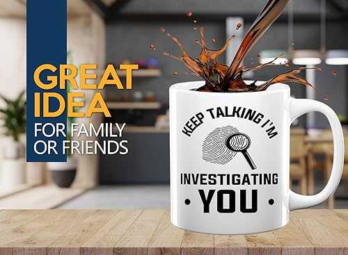 Miniatura 2 de Taza de café detective de 11 onzas, color blanco - Keep talking im - oficial de policía policía patrulla detective sheriff aplicación de la ley
