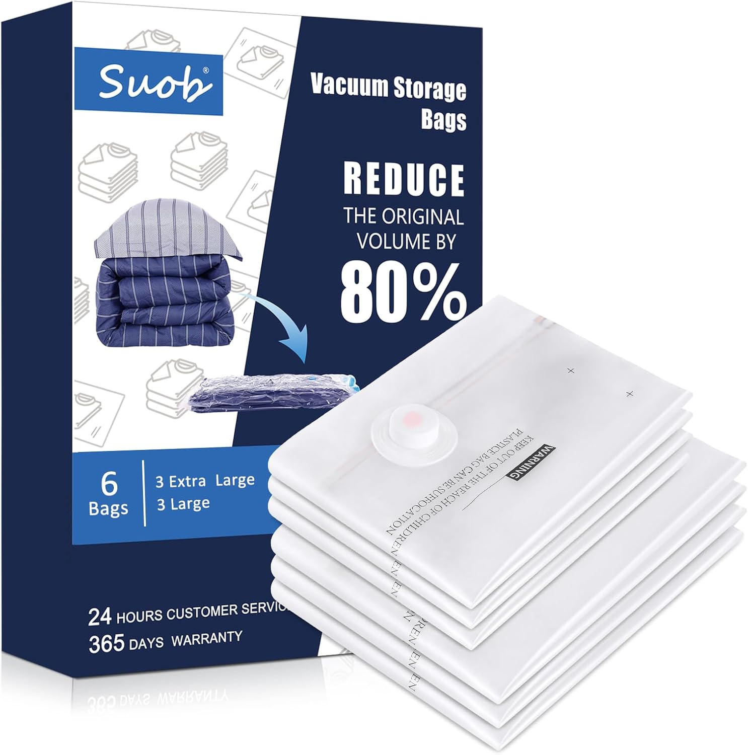 Suob Vacuum Storage Bags EcoFriendly Compression Bags for Space