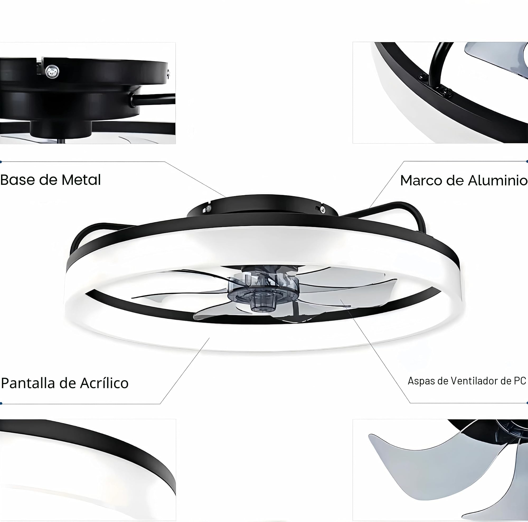 50cm Ventilador de techo 48W con iluminación y mando a distancia LED Regulable Ventilador de Techo con luz 6 Velocidades Ventiladores techo Dormitorio Cocina Comedor