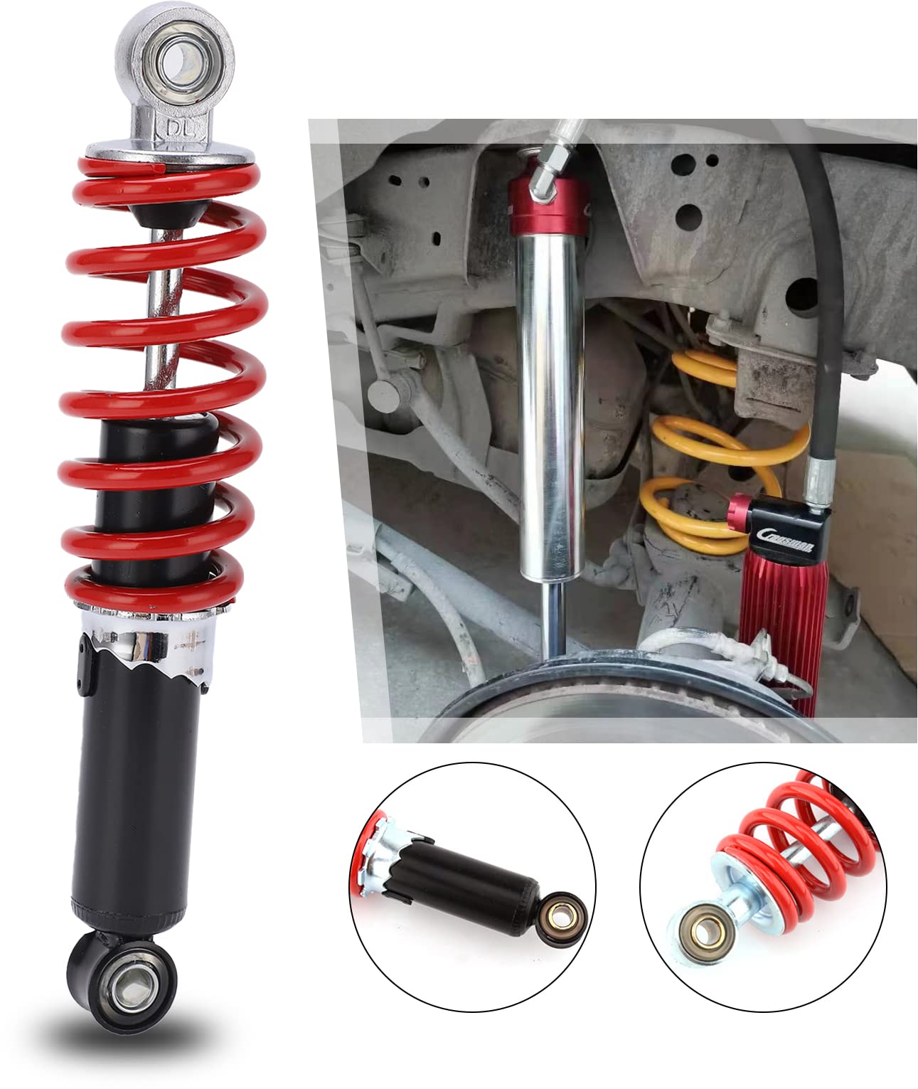 Amortisseur ATV, 250 mm/9,8 pouces 5 niveaux réglables en alliage d'acier arrière de remplacement pour TaoTao 50cc-125cc Go Kart ATV 250mm Quad Amortisseur Vélo Autocycle Accessoires