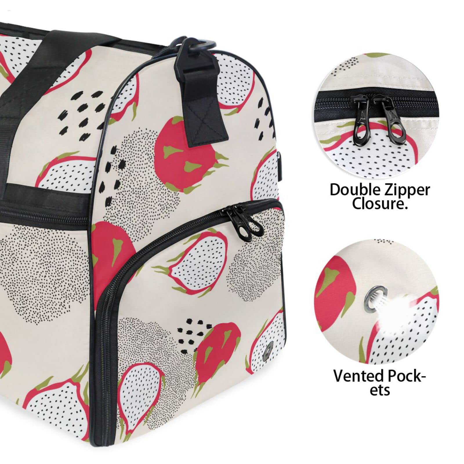 Drachenfrucht Cartoon Obst Süß Sporttasche Badetasche mit Schuhfach Reisetaschen Handtasche für Reisen Frauen Mädchen Männer