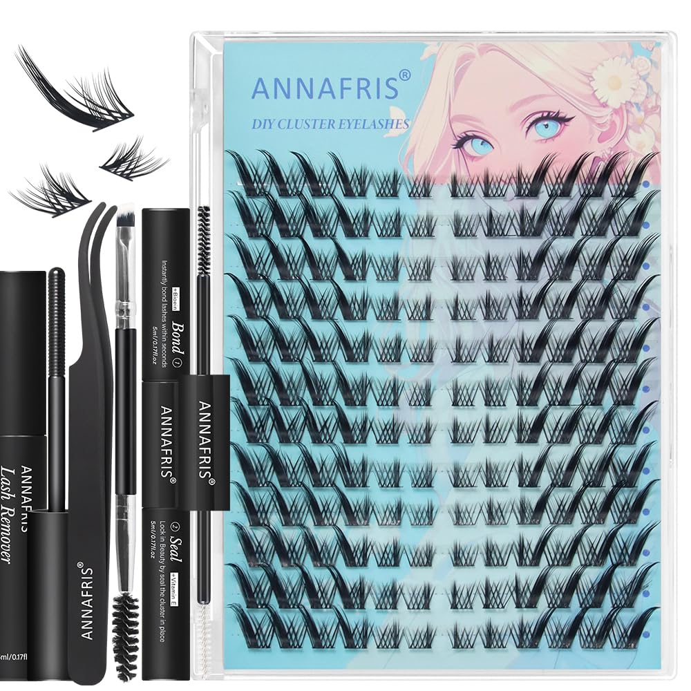 ANNAFRIS Ciglia Finte Ciuffetti Kit Naturali DIY Extension Ciglia Cluster Lashes con Pinze e Colla(FS,024)