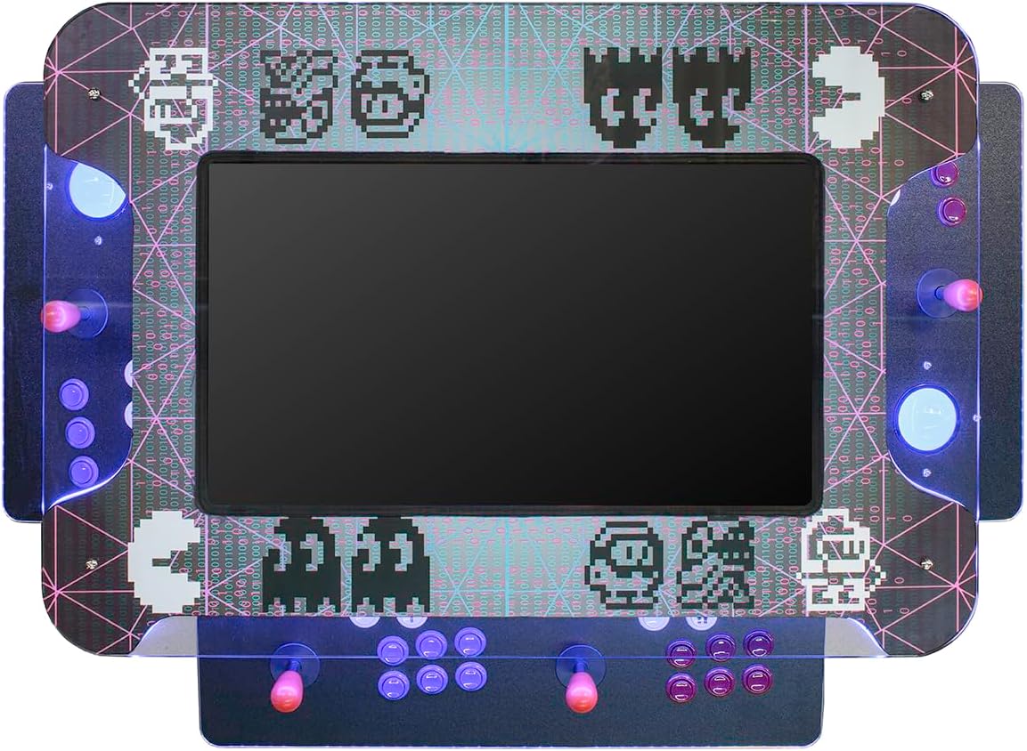 West State Cocktail Arcade Machine with LED Lights – 2 Player Lift-Up Cabinet | 3000 Retro Video Games | 26" LCD Screen, Trackball, Chrome Bar Stools – Pre-Assembled Home Arcade Table