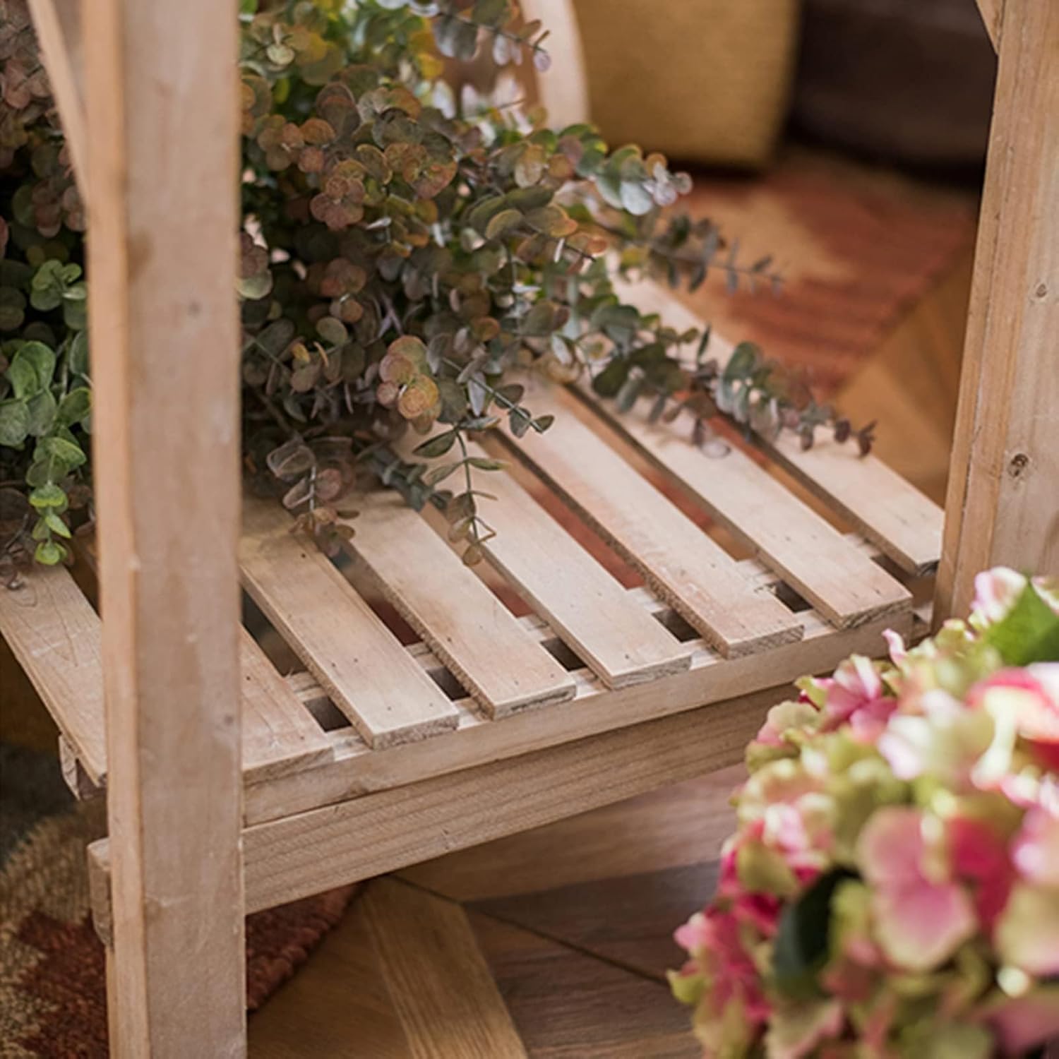 Open Shelf Wooden Garden Potting Bench Decorate Plant Gardening Outdoor Garden Potting Bench Workstation for Flower Shop Courtyard Coffee Shop Display Stand