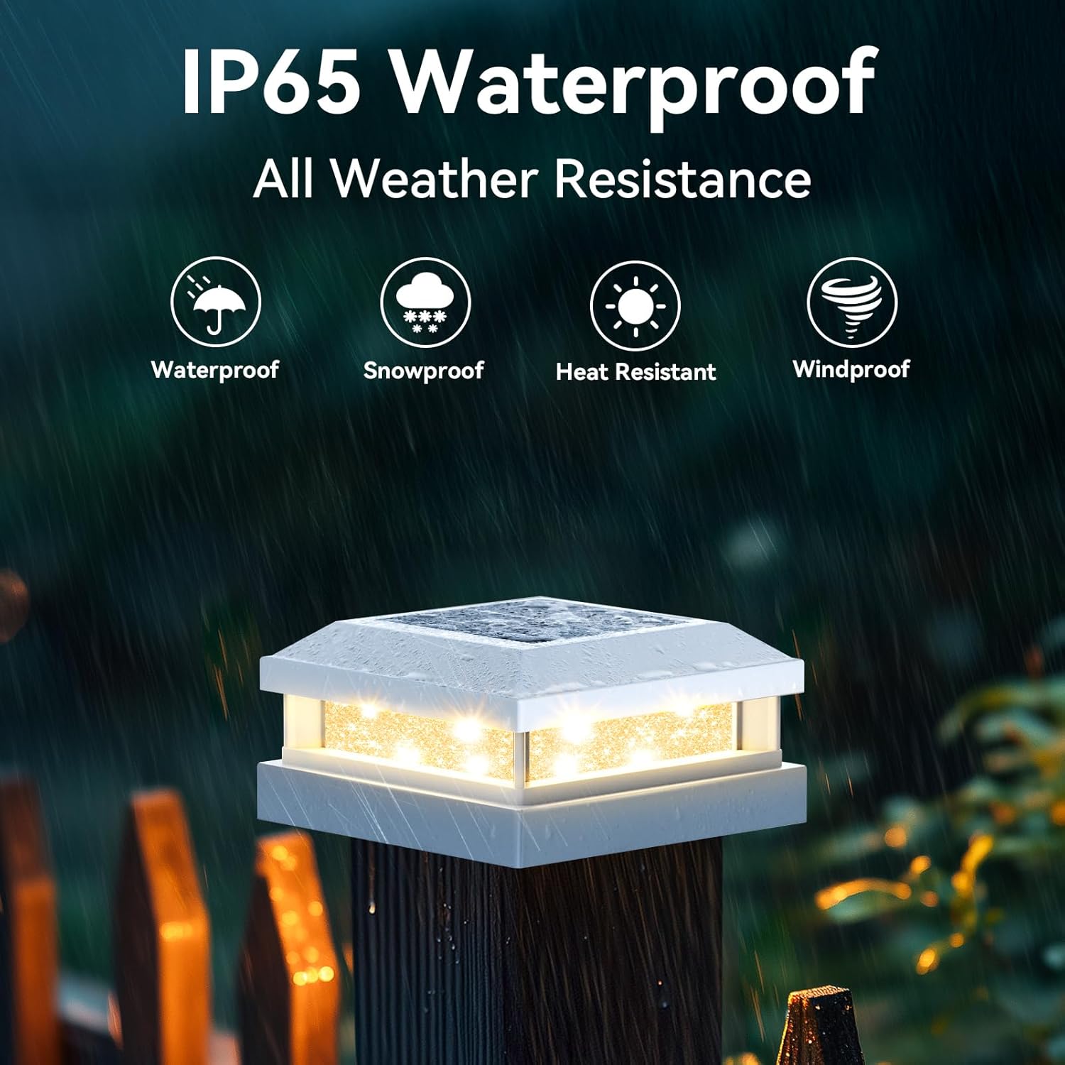 Brightever 4x4 Solar Post Cap Lights Outdoor, Waterproof Solar Powered Fence Post Lights for 5x5 Vinyl/Wooden, White Outside 16LEDs Warm/Cool Lighting Deck Light for Garden, Patio, Porch, 12-Pack