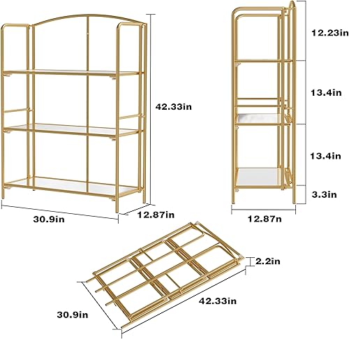 Miniatura 86 de Crofy - Estantería plegable sin montaje para sala de estar, estante plegable blanco de 5 niveles para oficina en casa, organizador de almacenamiento