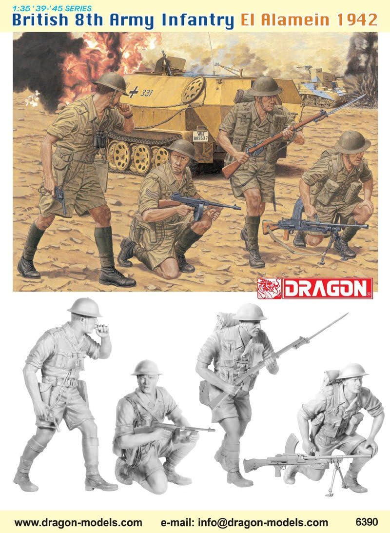 Dragon Models 1/35 British 8th Army Infantry, El Alamein 1942 (4 Figure Set) Kits