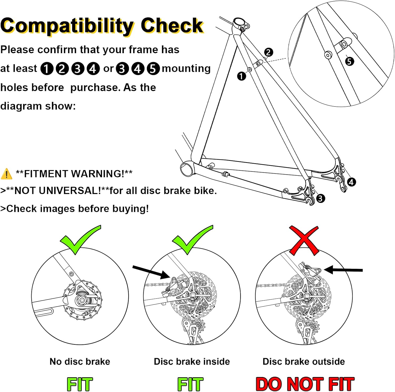 Bike Rear Rack Aluminum: Fits Most 26-29" No Disc Brake & Some Disc Brake Bikes (See The Image Gallery to Check Compatibility), 60lbs Capacity Bike Cargo Rack, Assembly