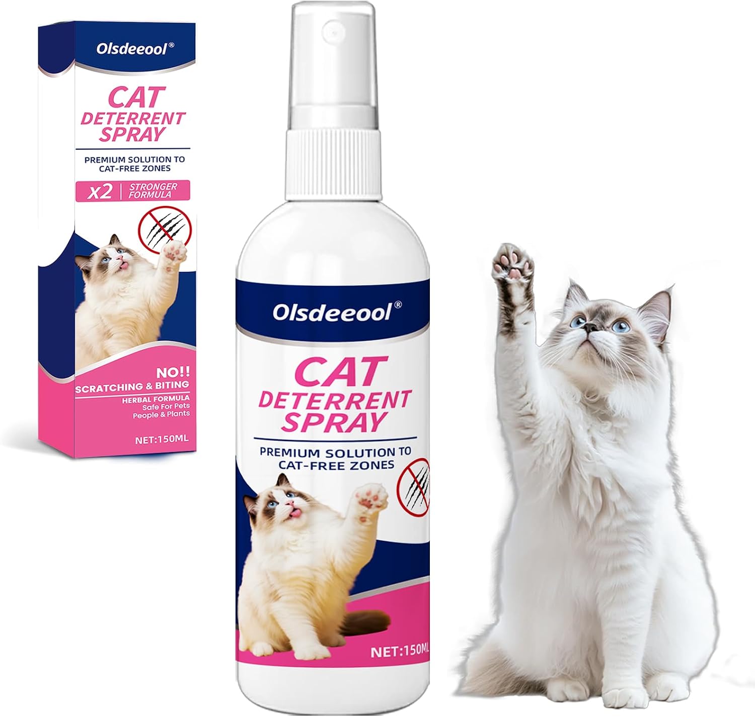 Cat Deterrent Spray,150ml Natural Repellent Spray,Scratch Deterrent for Furniture, Sofas, Rugs, Curtains, Plants,Indoor & Outdoor Keep Cats Kittens Away