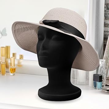 11 Wig Head - Tall Female Foam Mannequin Wig Stand and Holder for Style, Model And Display Hair, Hats and Hairpieces, for Home, Salon and Travel (Black)
